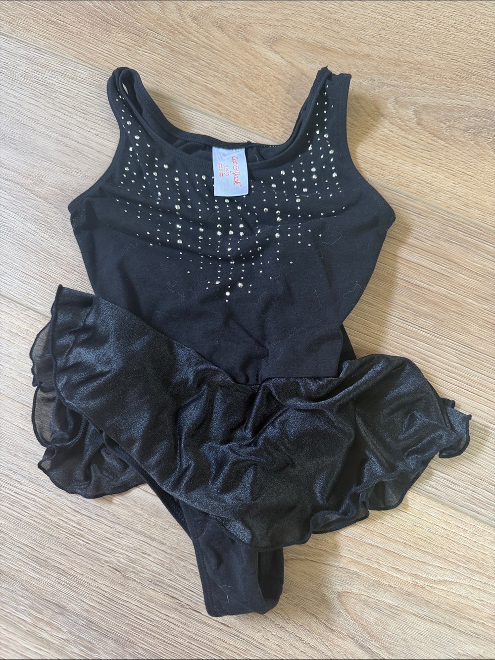 Cat & Jack Black Sparkle Dance Leotard with Ruffled Skirt